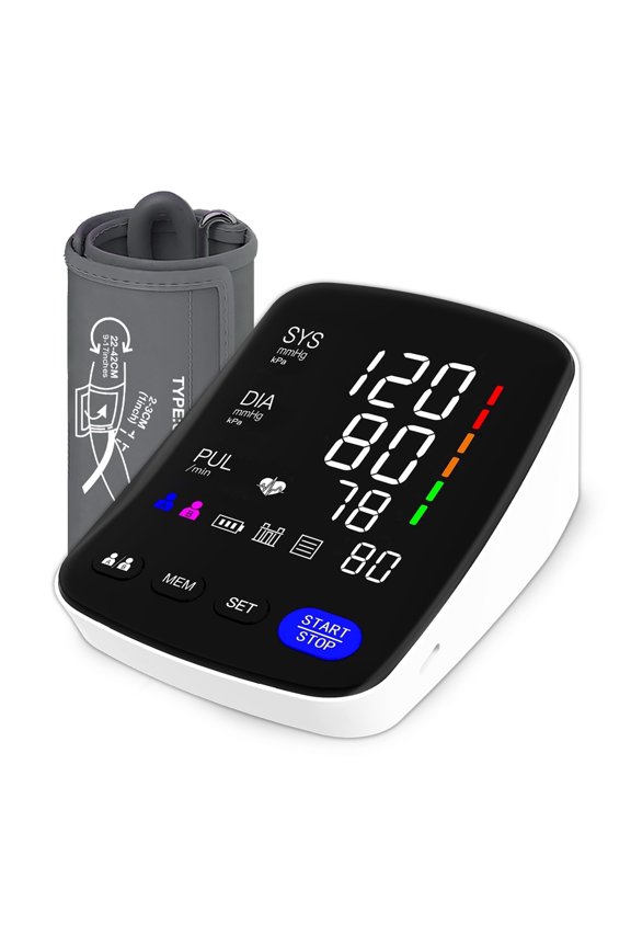 Upper Arm Blood Pressure Monitor, Automatic BP Machine with LED Curved Display, 2 Users & 398 Memory, Adjustable 8.7"-17" Cuff