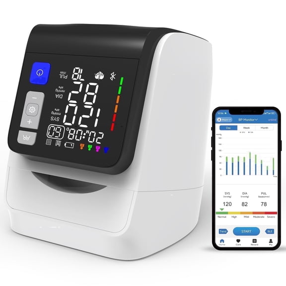 Alphamed Upper Arm Blood Pressure Monitor, Automatic Digital BP Machine, No Arm Wrap Design, Large LED Display, One-Button Use for Home & Seniors