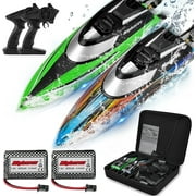 ALPHAREV RC Boat with Case R308MINI 2 Packs 20+ MPH Remote Control Boat for Pools and Lakes, 2.4 GHZ RC Boats for Adults and Kids
