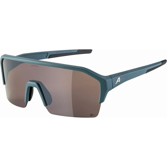 ALPINA RAM HR Q-LITE Cycling Glasses – Contrast-Enhancing, Photochromatic Lens, Anti-Fog, UV Protection, Men & Women, Dirt-Blue Matte