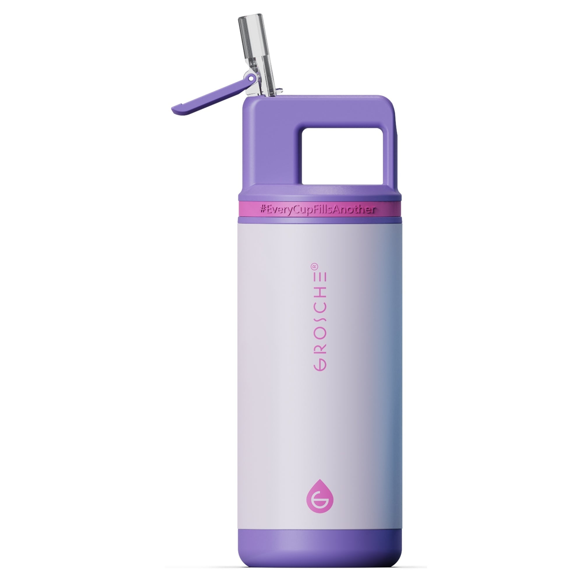 ALPINE Flip 'N Sip Kids Insulated Water Bottle With Straw - 16oz Kids Water Bottle - Cosmic Purple