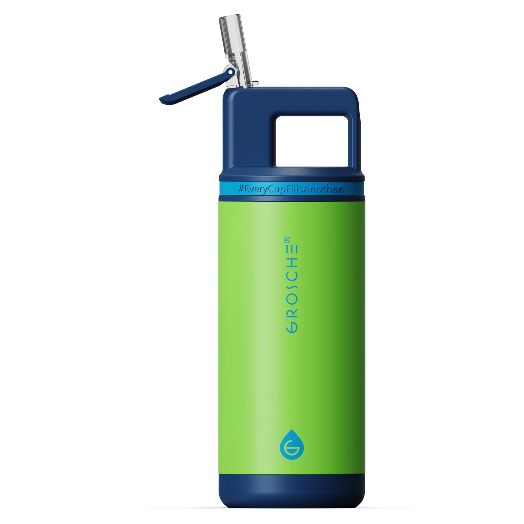 ALPINE Flip 'N Sip Kids Insulated Water Bottle With Straw - 16oz Kids Water Bottle - Dino Green