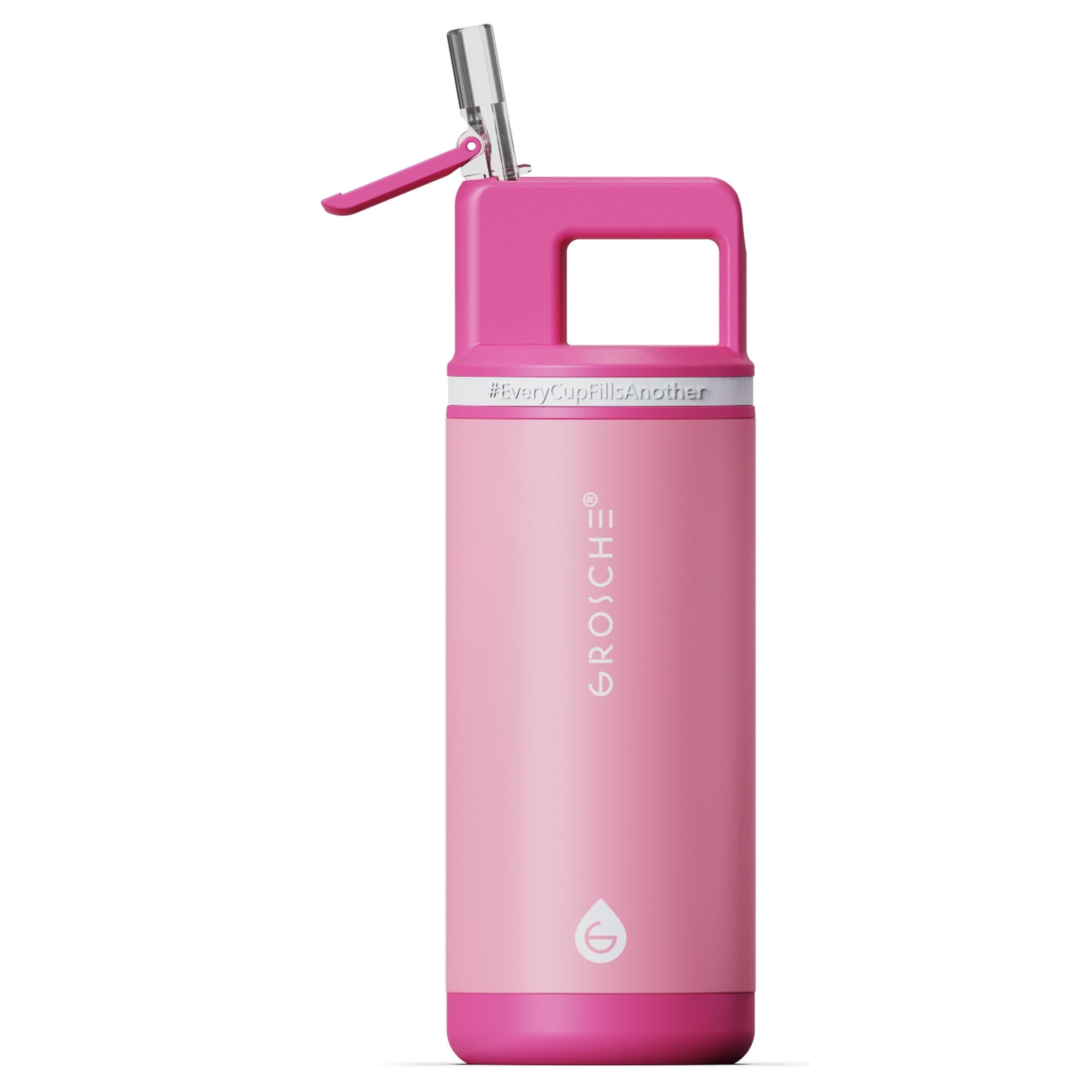 ALPINE Flip 'N Sip Kids Insulated Water Bottle With Straw - 16oz Kids Water Bottle - Flamingo Pink