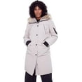 thumbnail image 1 of Women’s Navy Vegan Down Long Parka Jacket - Water Repellent, Windproof, Warm Insulated Winter Coat with Faux Fur Hood, 1 of 10