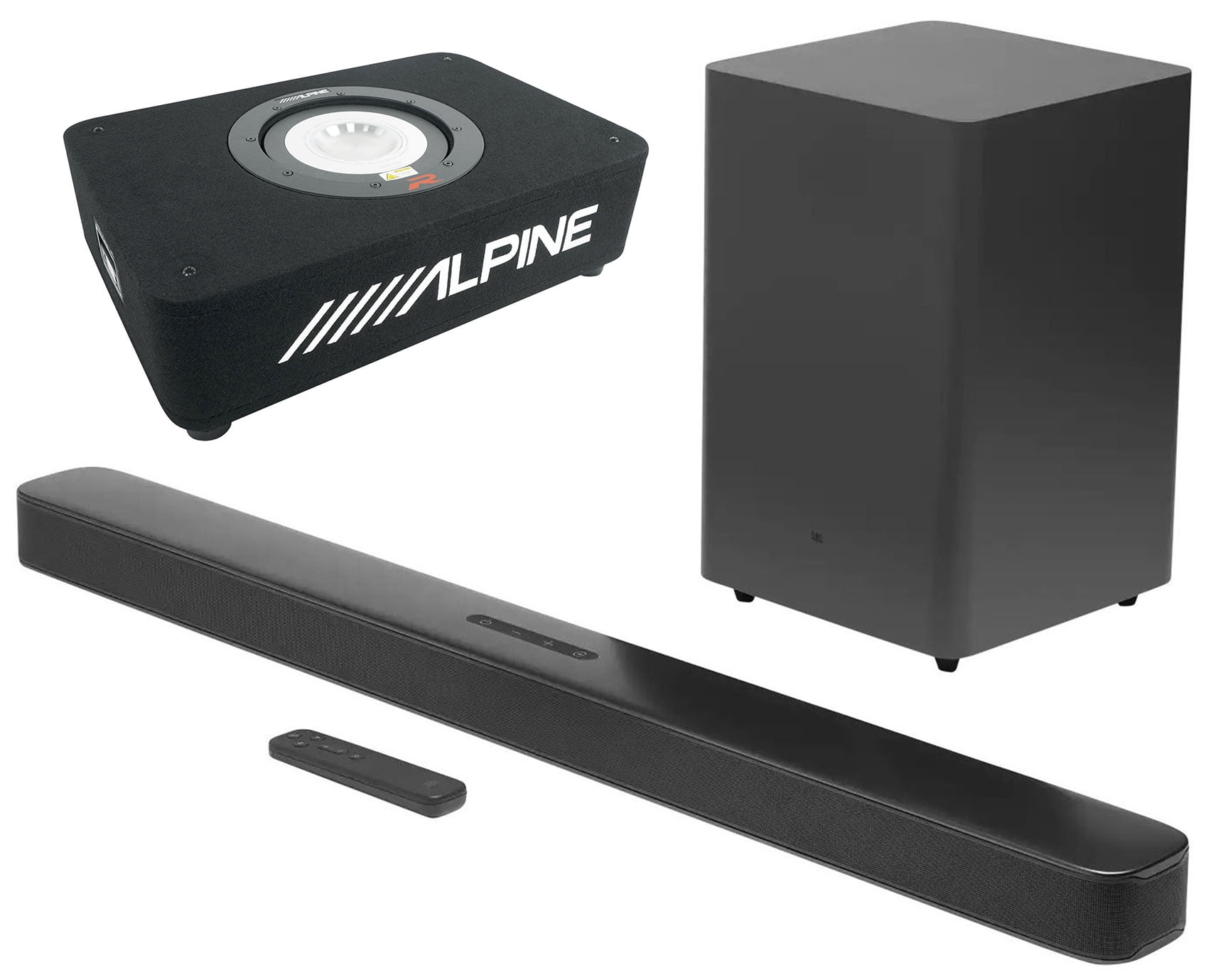 ALPINE RS-SB10 10” HALO 1800w Shallow Slim Subwoofer+Sub Box+JBL Home ...