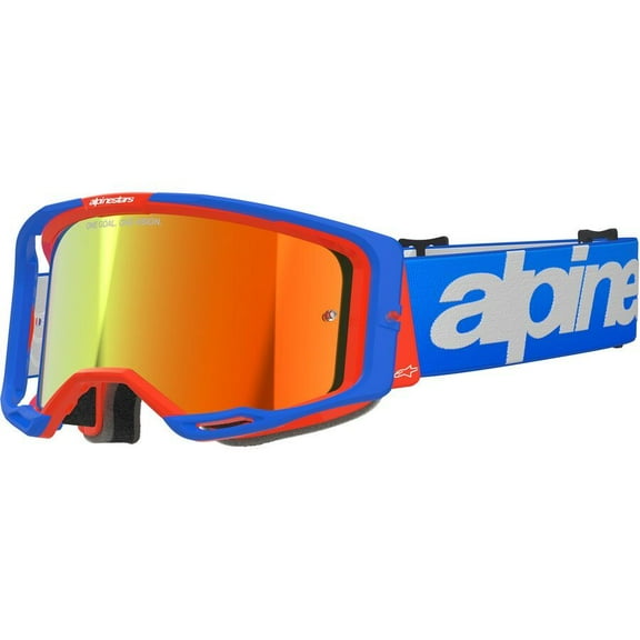 ALPINESTARS GOGGLES Vision 8 Goggle - Wordmark - Blue/Orange - Red Mirror 5101325-7303