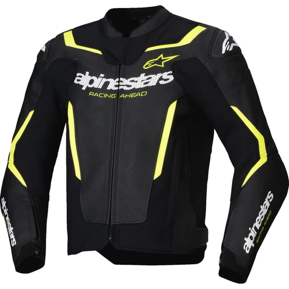 ALPINESTARS GP Force v2 Airflow Leather Jacket - Black/Yellow Fluo - US 44 / EU 54 3100326-155-54
