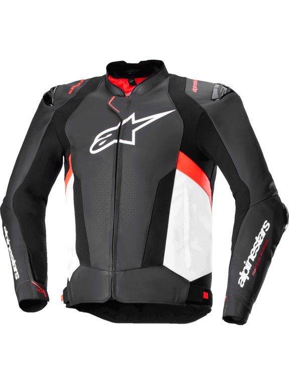 ALPINESTARS Missile v3 Leather Jacket - Black/White/Red Fluo - US 46 / EU 56 3100125-1231-56