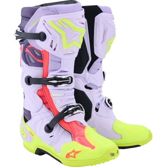 ALPINESTARS Tech 10 Supervented Boots - Purple/Fluorescent Yellow/Diva Pink - US 9 / EU 43 2010520-3150-9