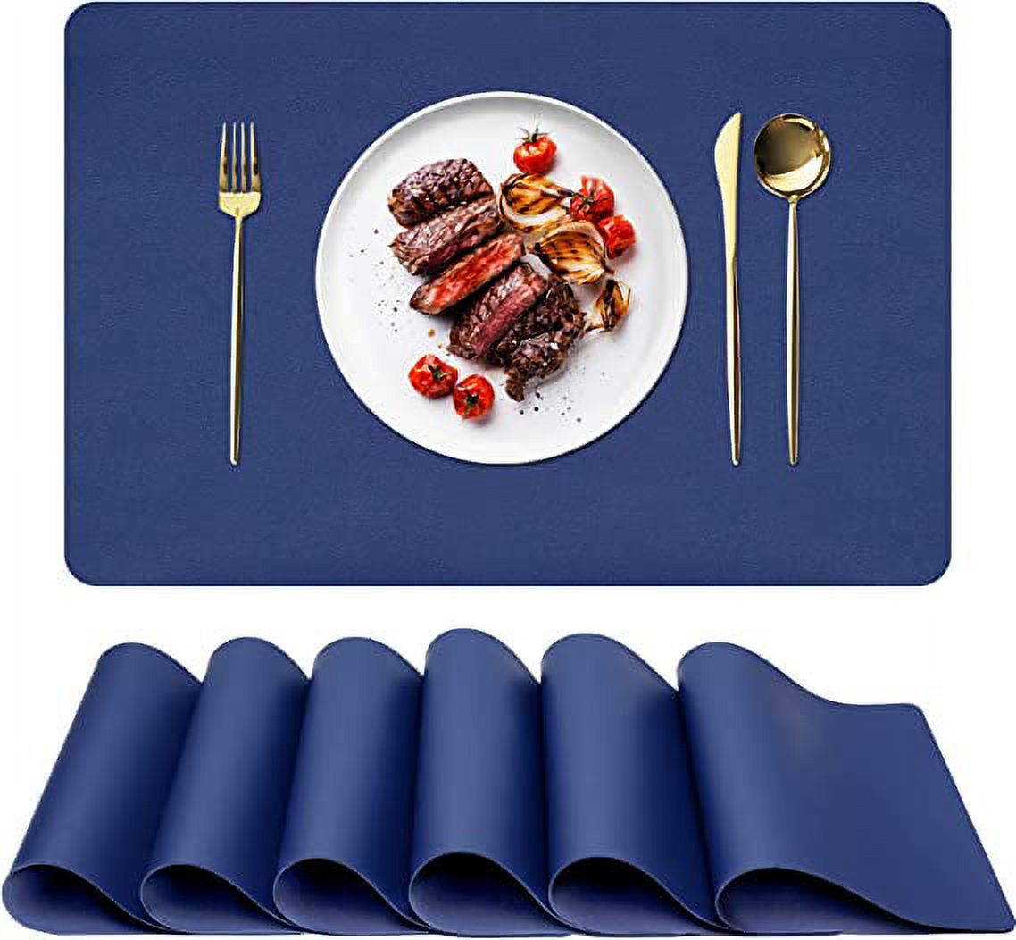 ALPIRIRAL Placemats Set of 6, Vinyl Washable Wipeable Black Place Mats