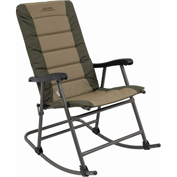 ALPS Mountaineering Outdoor Rocking Chair - Durable Folding Beach and Camp Chair with Comfortable Cushioned Polyester Fabric Over Locking Steel Frame