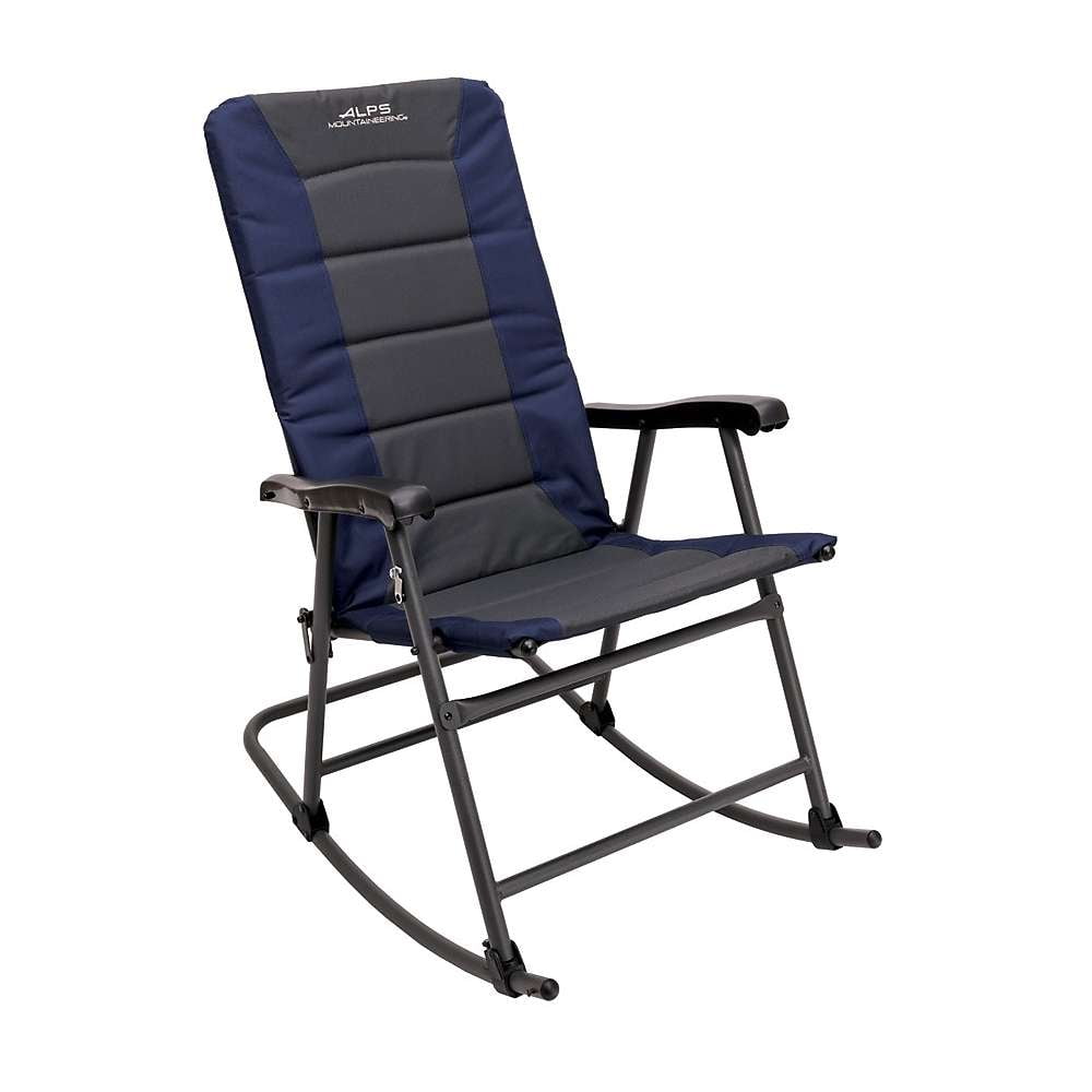 Navy and Charcoal Foldable Polyester Rocking Camping Chair