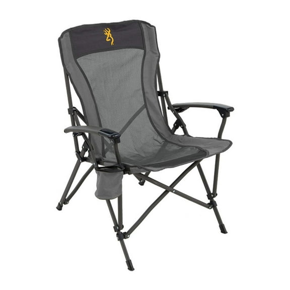 Browning Camping Fireside Chair w/Gold Buckmark, Charcoal/Gray