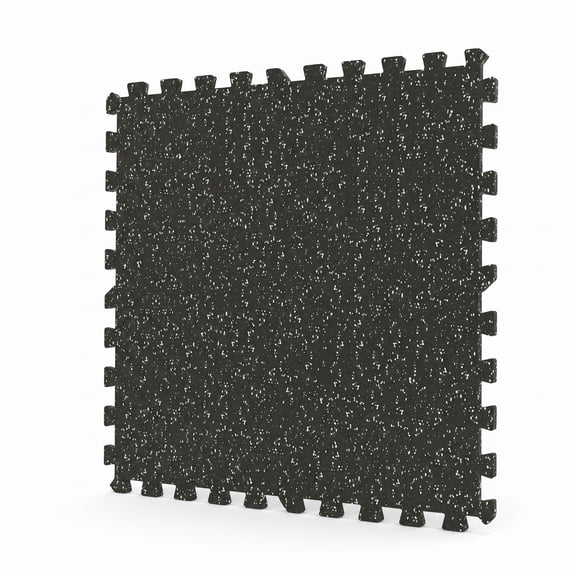 ALPULON 0.79 Inch Thick Rubber Top Interlocking Exercise Mat, 48 Sq Ft Gym Flooring Tiles with Borders, Anti-Slip Shock-Absorbing Home Workout Floor Mat, 12, Black