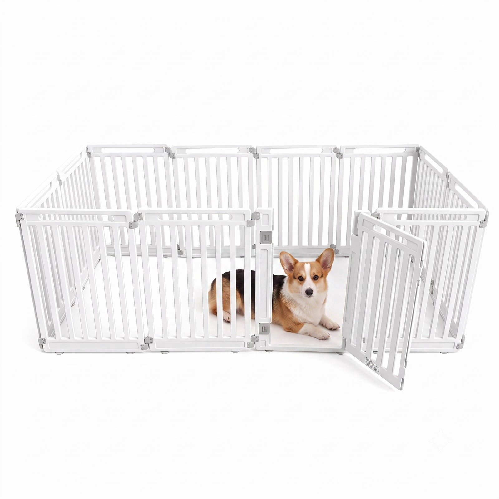 ALPULON 12-Panel Dog Playpen 31.5 Inch Height Indoor Outdoor Pet Fence Foldable HDPE Puppy Exercise Pen Enclosure Kennel for Small Medium Dogs, White