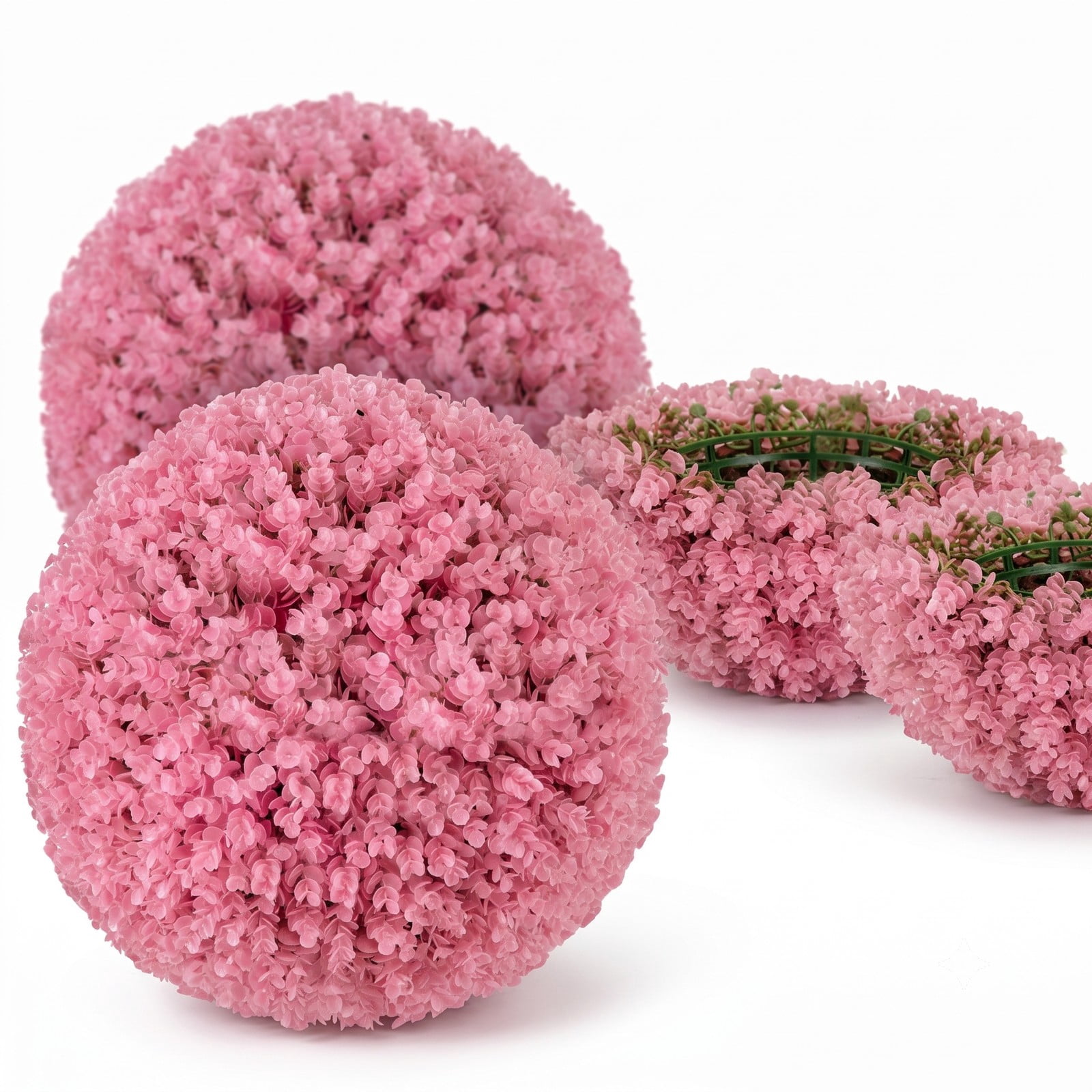 ALPULON 17.5 Inch Faux Purple Eucalyptus Topiary Ball, 7-Layer Leaves Artificial Decorative Greenery Sphere for Backyard Porch Garden Wedding Doorway Lawn, Pink