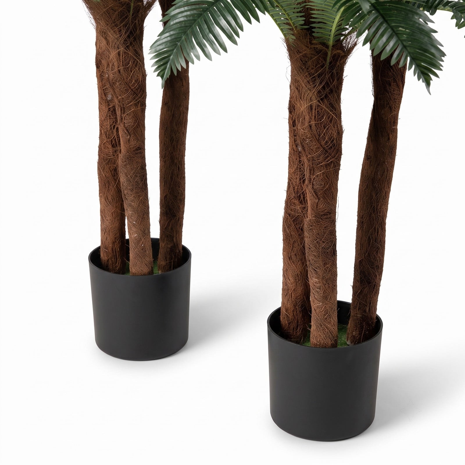 ALPULON 2 Pack Artificial Palm Tree 6.3 FT Tall Faux Tropical Plant with Adjustable Bendable Leaves and Cement-Filled Pot for Indoor Home Office, Green and Black