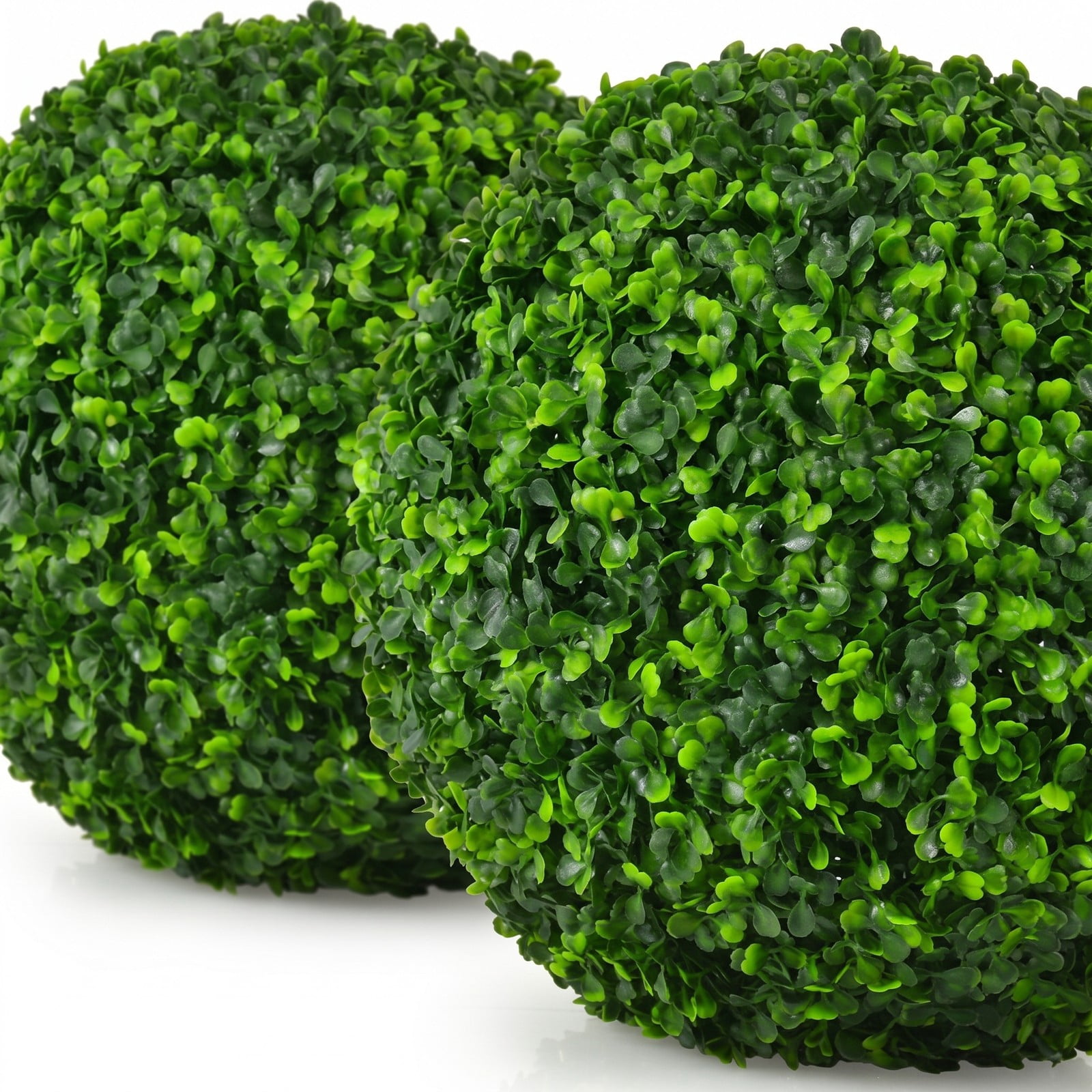ALPULON 2 Pieces Artificial Boxwood Topiary Ball Tree Set Faux Greenery UV Protected Fade Resistant Plants for Indoor Outdoor Home Office Shop Doorway Decor, Green