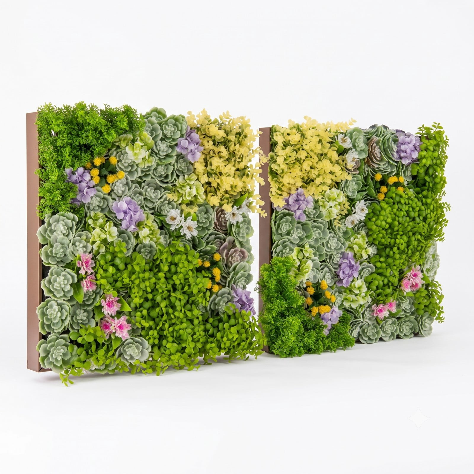 ALPULON 20 x 20 3D Artificial Greenery Panel, Hanging Succulents Faux Plant Wall with 10 Types of Mixed Greenery for Balcony Home Office Indoor, Green and Brown