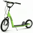 thumbnail image 1 of ALPULON 220 LBS Kick Scooter with Adjustable Handlebar, Ride On Toy for Kids 5+, 16" Inflatable Wheels, Dual Brakes, Green, 1 of 8