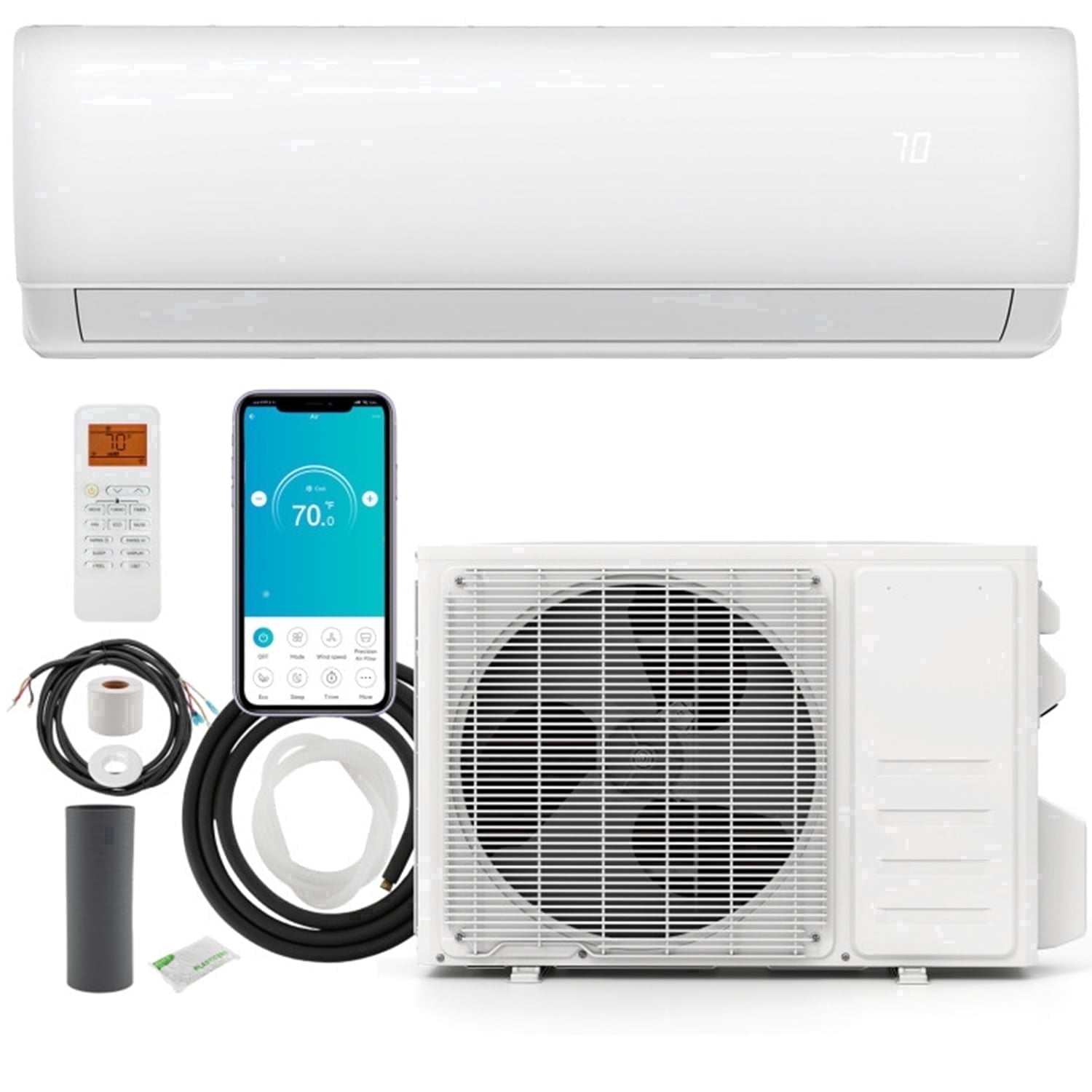 ALPULON 23000 BTU Ductless Mini Split Air Conditioner & Heater, WiFi Enabled Inverter Heat Pump, Works with Alexa, Energy Efficient AC Cooling & Heating System