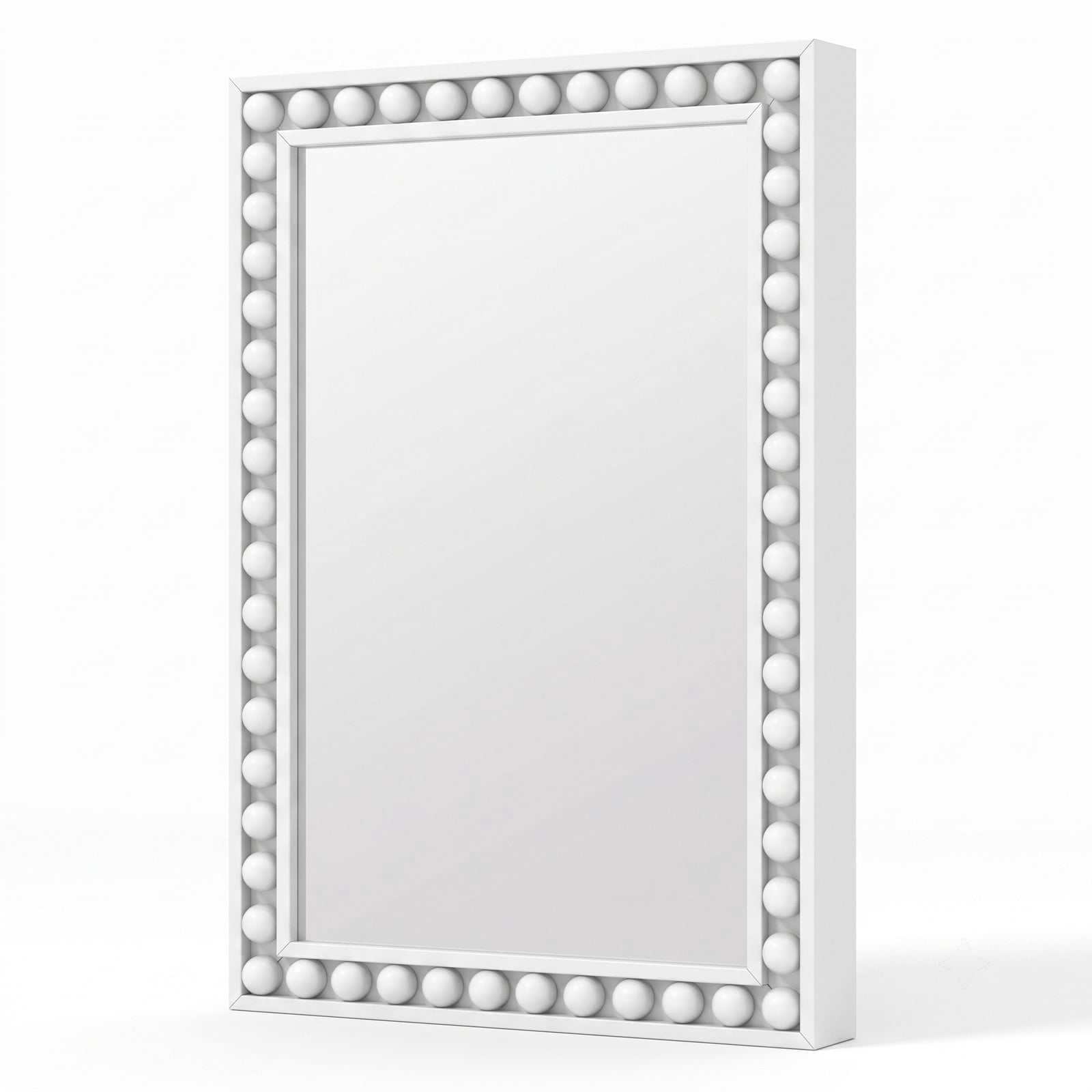 ALPULON 24 x 36 Inch Rustic Wall Mirror with Solid Wood Beaded Frame, Rectangle Vanity Mirror for Living Room Bedroom Bathroom Entryway Wall Decor, White