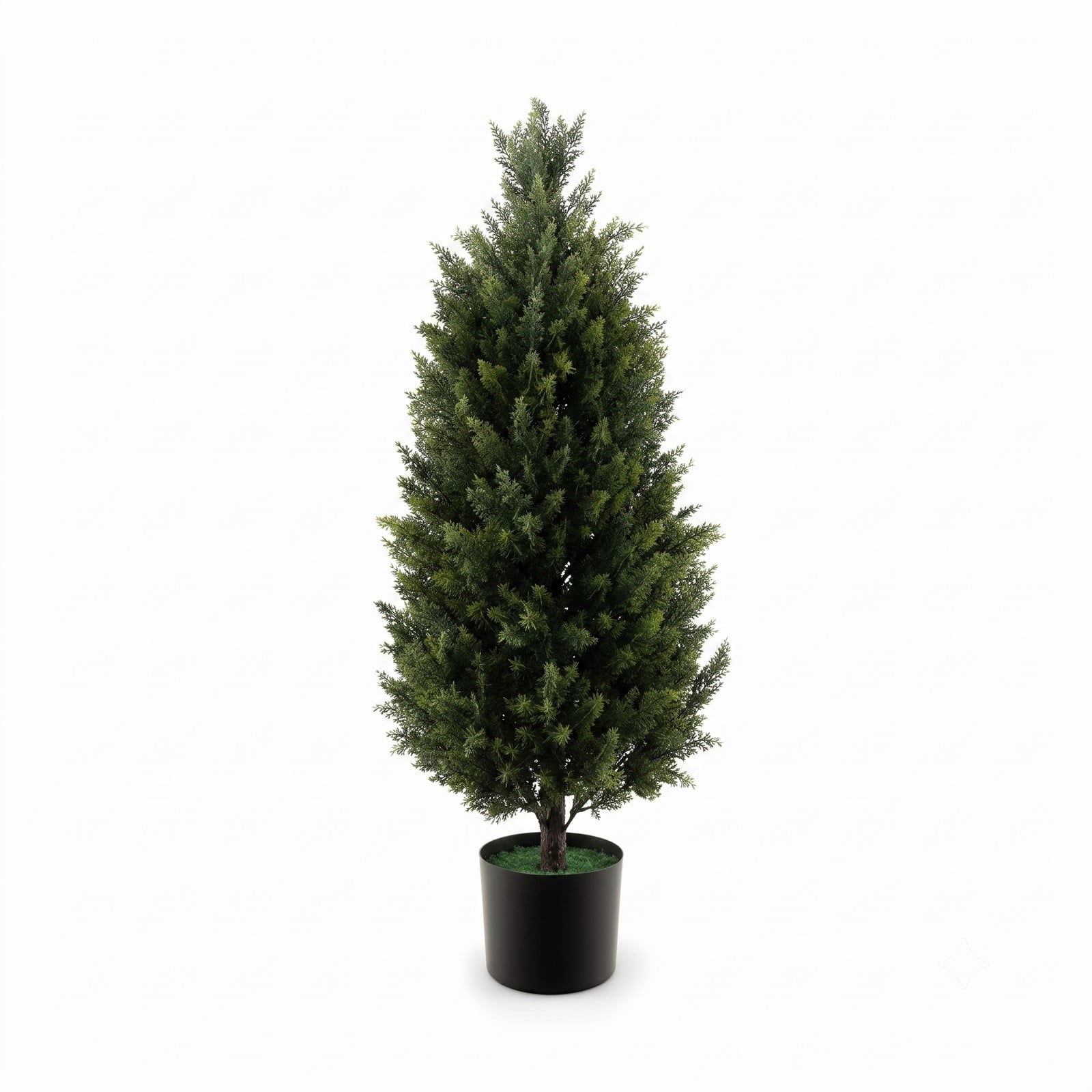 ALPULON 3 Feet Artificial Cedar Topiary Tree, Faux Cypress Plant with Cement-Filled Plastic Pot and Realistic Moss for Indoor Outdoor Home Office Entryway Decor, Green
