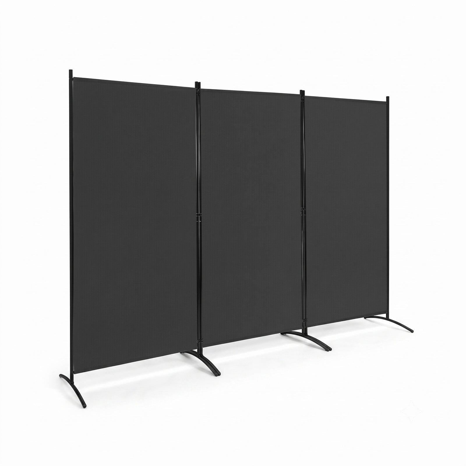 ALPULON 3-Panel Room Divider Folding Privacy Screen, 6 FT Freestanding Partition Panel Screen with Durable Hinges and Steel Base for Office, Bedroom, Home Decor, Black