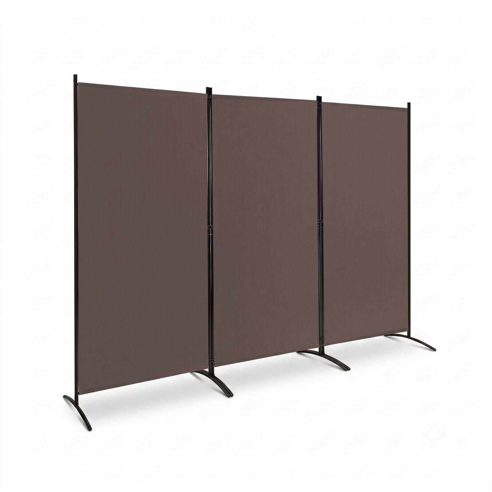 ALPULON 3-Panel Room Divider Folding Privacy Screen, 6 FT Freestanding Partition Panel Screen with Durable Hinges and Steel Base for Office, Bedroom, Home Decor, Brown