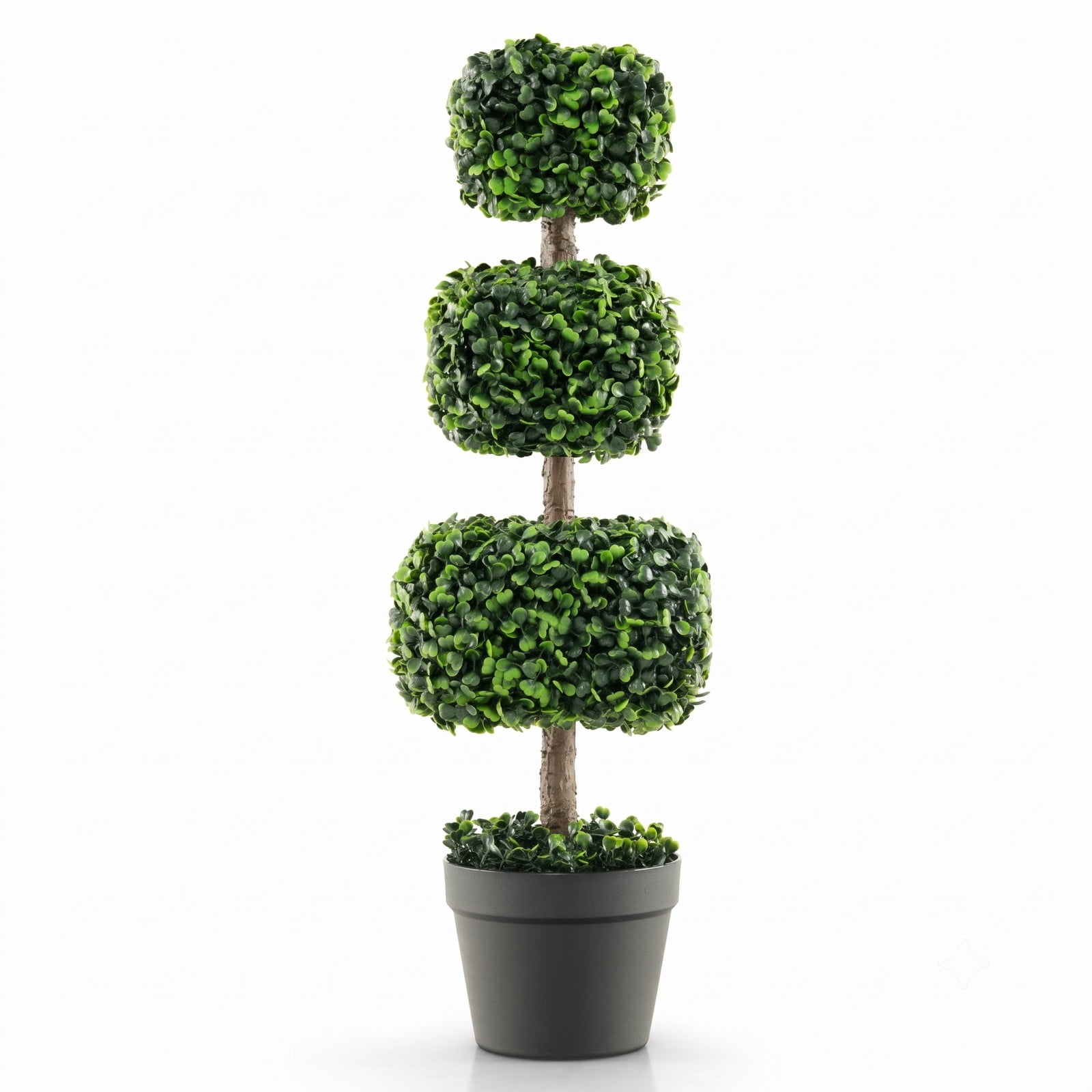 ALPULON 35 Inch Artificial Boxwood Topiary Ball Tree with Cement-Filled Pot, Faux Potted Plant for Indoor Outdoor Home Entryway Porch Decor, Green
