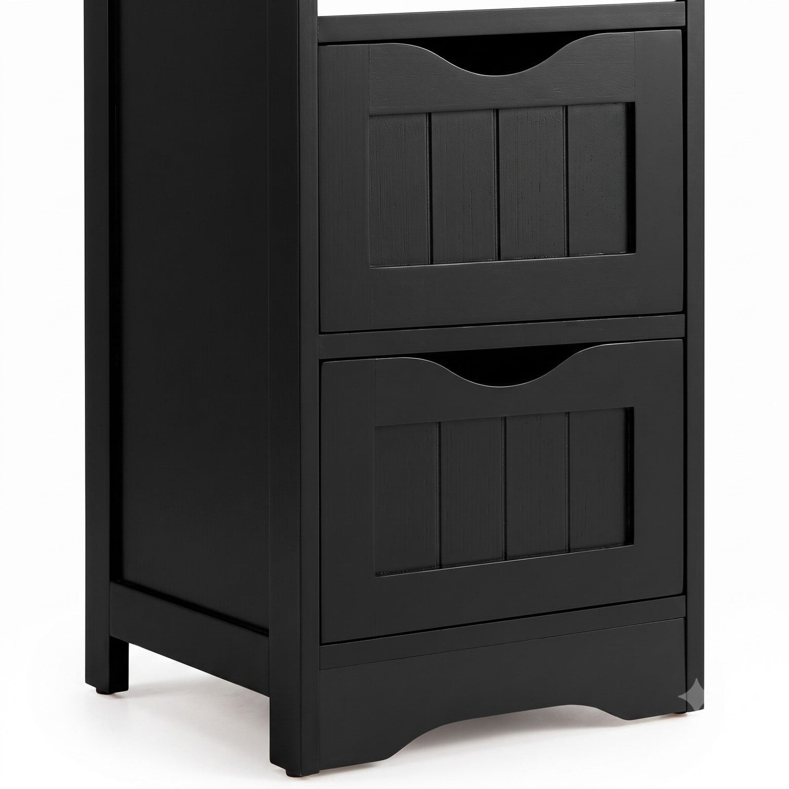 ALPULON 4-Drawer Freestanding Bathroom Floor Cabinet, Narrow MDF Storage Side Organizer with Anti-Toppling Device and Cut-Out Handles for Bathroom Living Room, Black