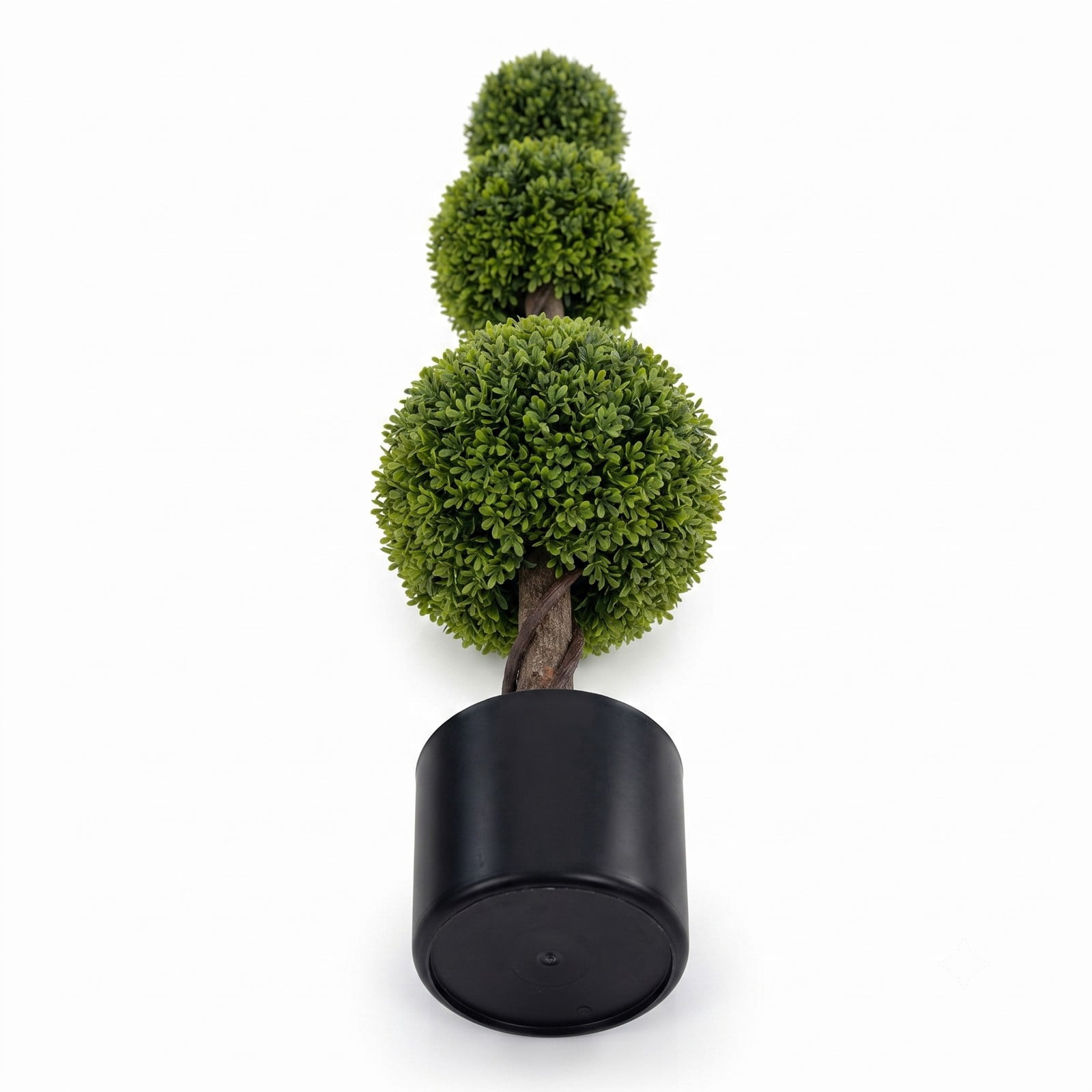 ALPULON 4 FT Artificial Ball Shape Bush Tree, 48 Inch Faux Topiary Plant with Lush PE Leaves, Trunk and Weighted Cement Pot for Indoor Outdoor Home, Green and Black