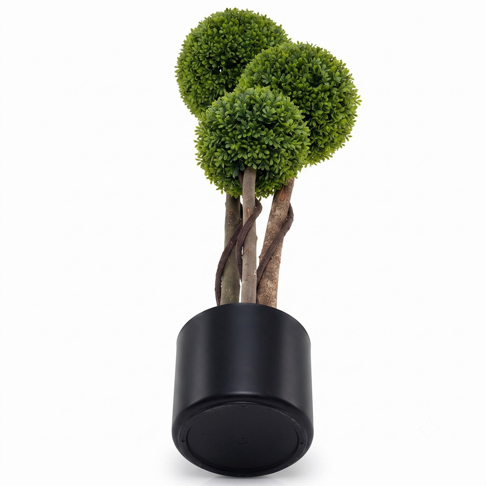 ALPULON 4 FT Artificial Boxwood Topiary Ball Tree, Faux Triple Ball Plant with Weighted Cement Pot for Indoor Outdoor Front Porch Home Shop Decor, Green