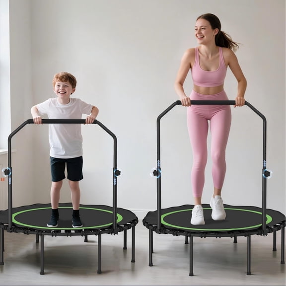 ALPULON 45" Rebounder Trampoline for Adults, 450LBS Fitness Trampoline with Adjustable Handle Bar for Indoor Outdoor, Green
