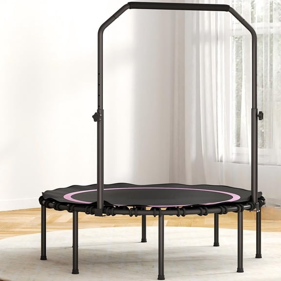 ALPULON 45" Rebounder Trampoline for Adults, 450LBS Fitness Trampoline with Adjustable Handle Bar for Indoor Outdoor, Pink