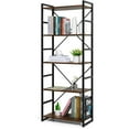 thumbnail image 1 of ALPULON 5-Tier Tall Bookcase Rustic Wood and Metal Standing Bookshelf Industrial Vintage Book Shelf Unit Open Back Modern Office Bookcases, 1 of 8