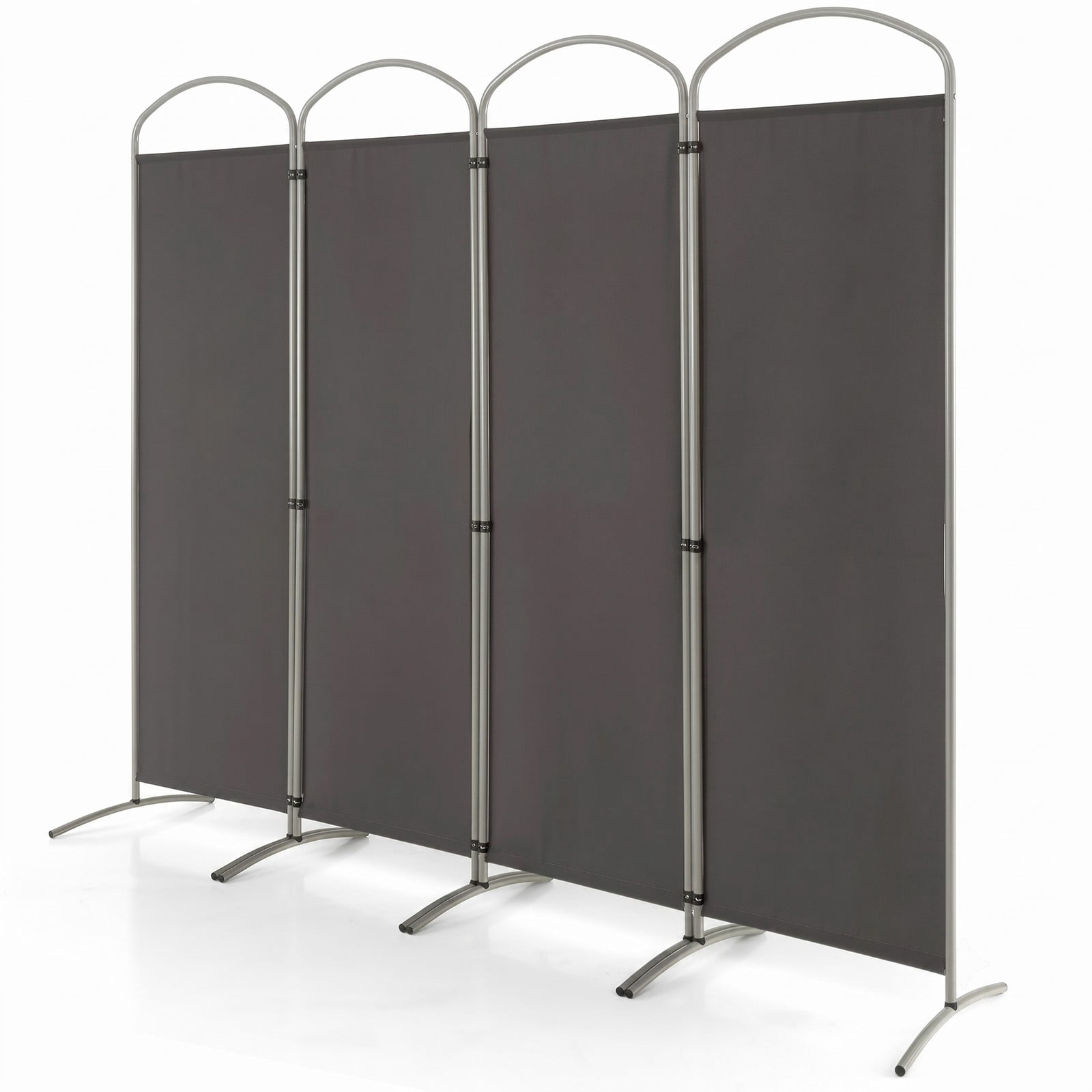 ALPULON 6.2Ft Folding 4-Panel Room Divider Freestanding Privacy Screen Partition for Home Office Living Room Bedroom, Polyester Fabric with Metal Base, Gray