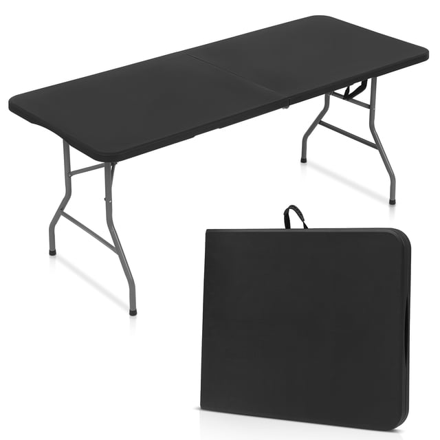 ALPULON 6Ft Folding Table Plastic Fold in Half Table, Black - Walmart.com