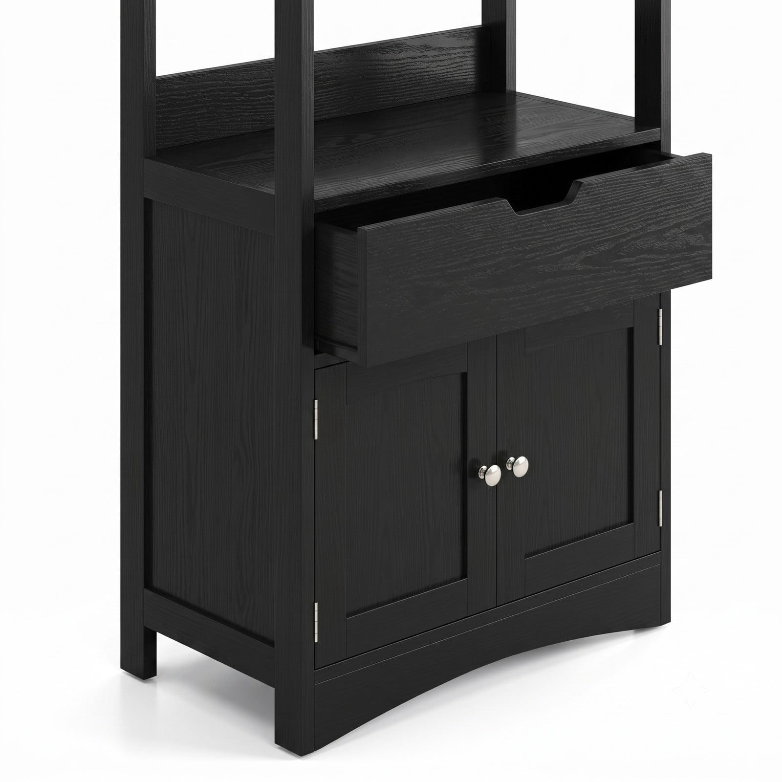 ALPULON Bathroom Storage Cabinet with Drawer and Shelf, Freestanding Floor Cabinet, Waterproof MDF Organizer for Bathroom Bedroom Entryway Living Room, Anti-Tip, Black