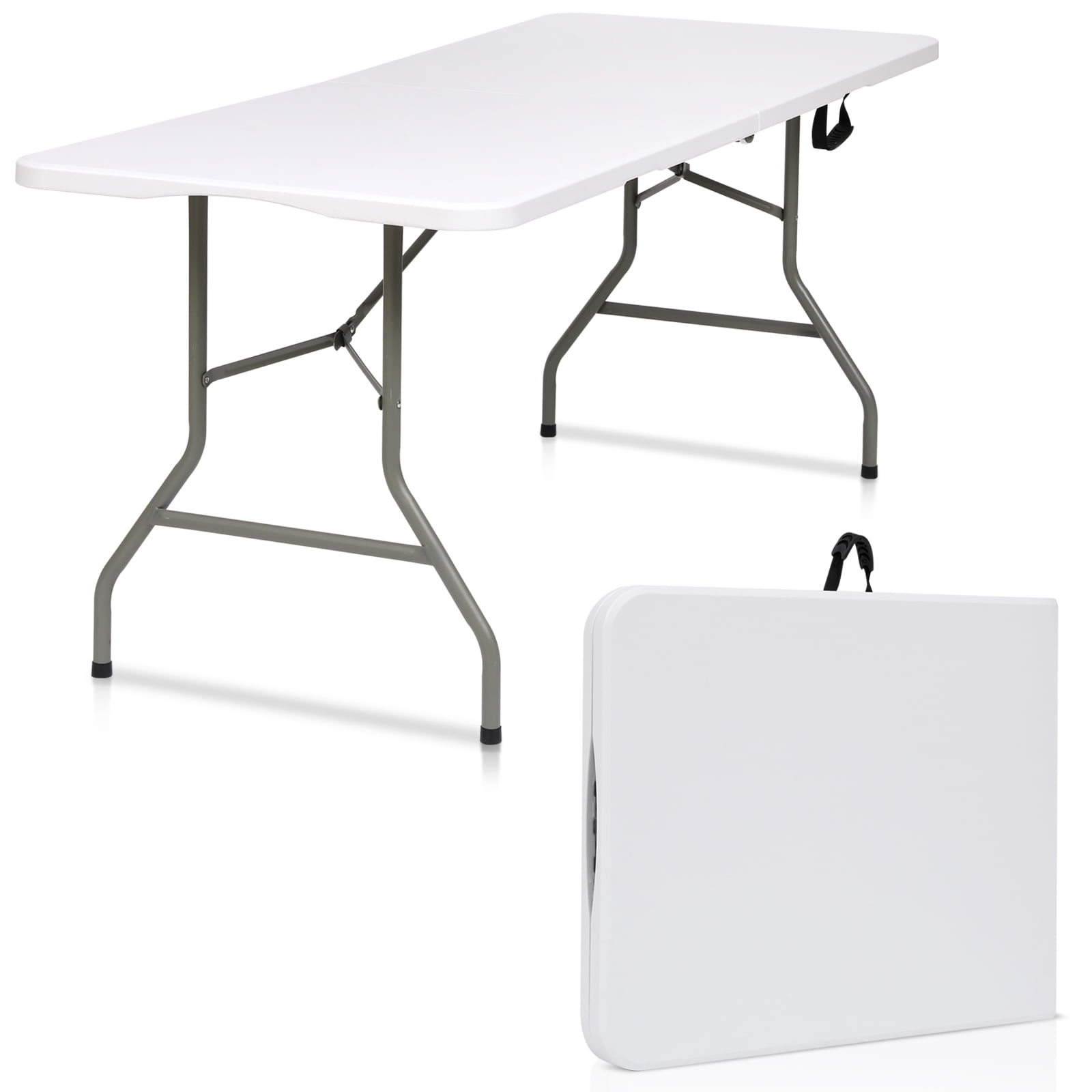 ALPULON Folding Table 6ft with Carrying Handle, White - Walmart.com