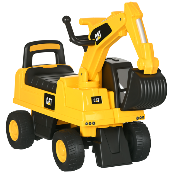 ALPULON Kids Ride on Excavator Toy with Shovel, Hidden Storage, for Toddlers 18-36 Months, Yellow