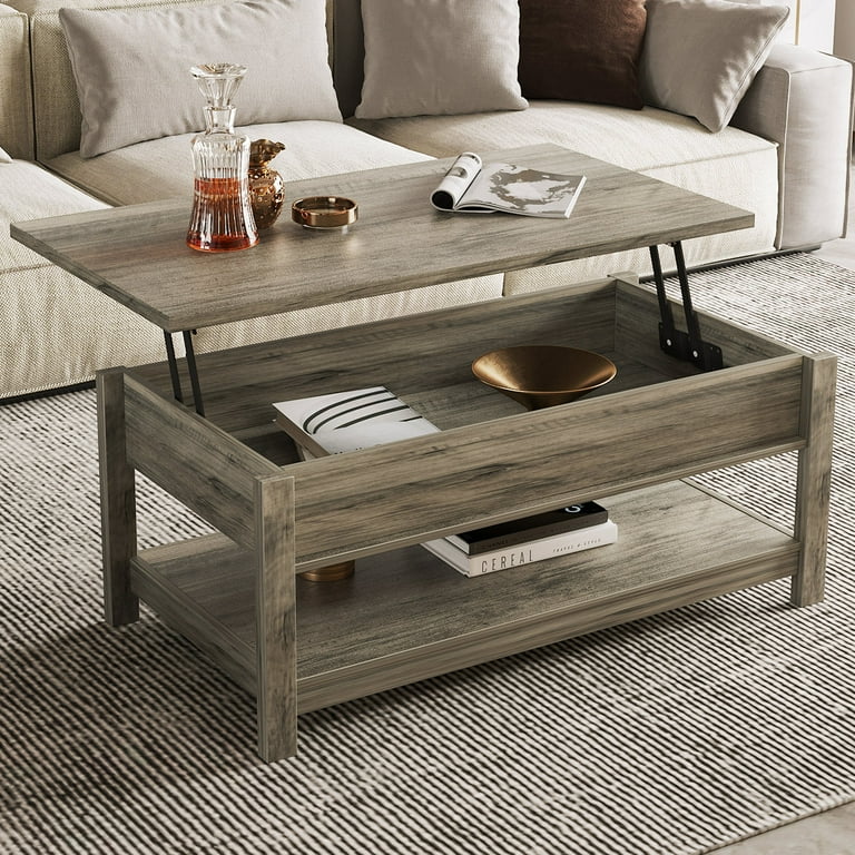 ALPULON Lift Top Steel Frame Coffee Table, Rustic Gray - Walmart.com