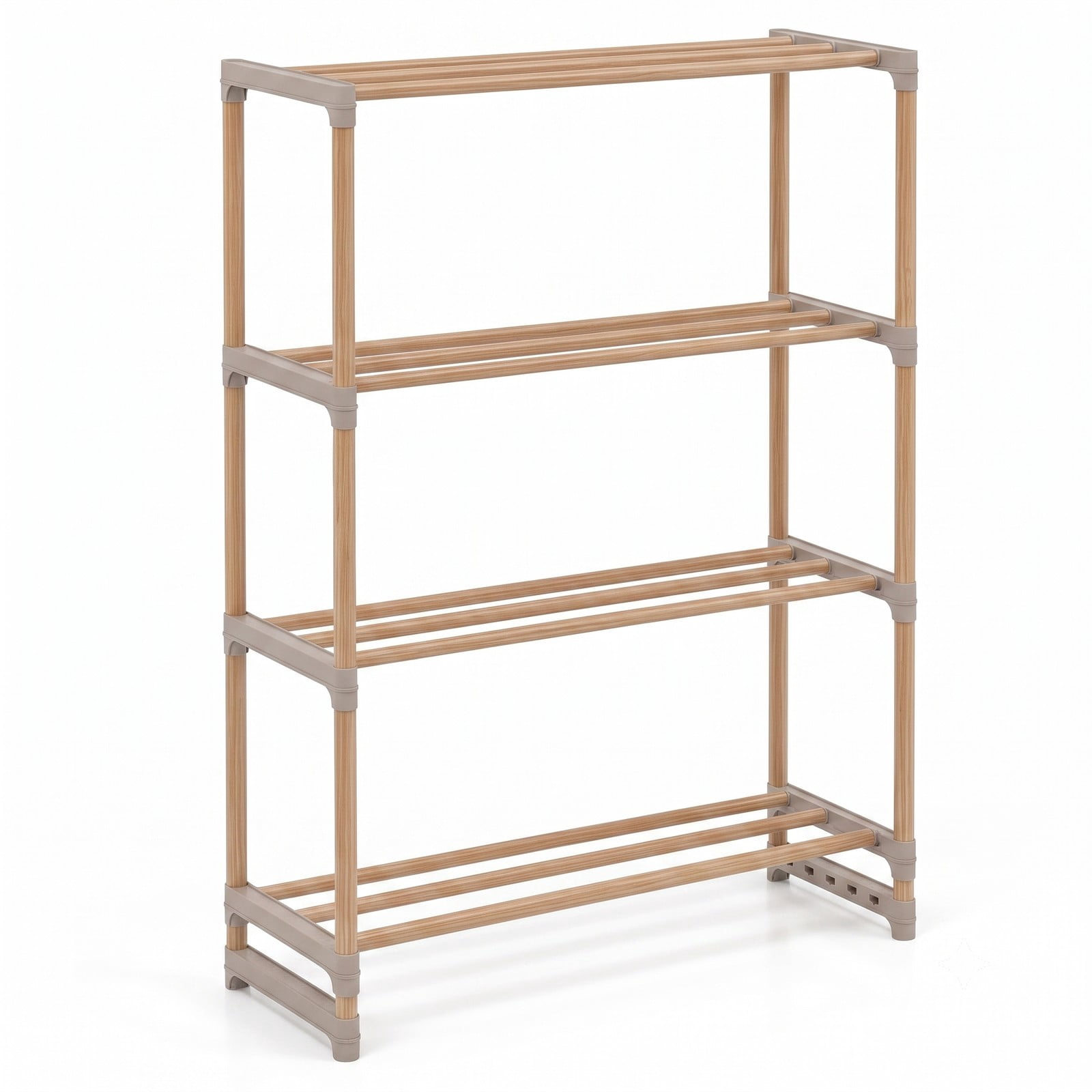 ALPULON Multi-Tier Over the Toilet Storage Rack with Open Shelves and Solid Pine Wood Frame for Bathroom and Laundry Room, Natural and Gray