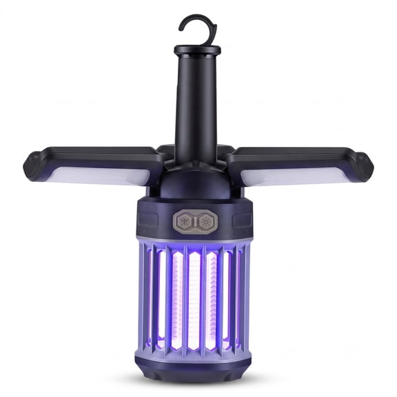 ALPULON Outdoor Bug Zapper with Foldable Camping Lantern, USB-C Rechargeable Electric Mosquito Killer, 1050V Grid IPX6 Waterproof LED Lantern for Patio, Green & Black