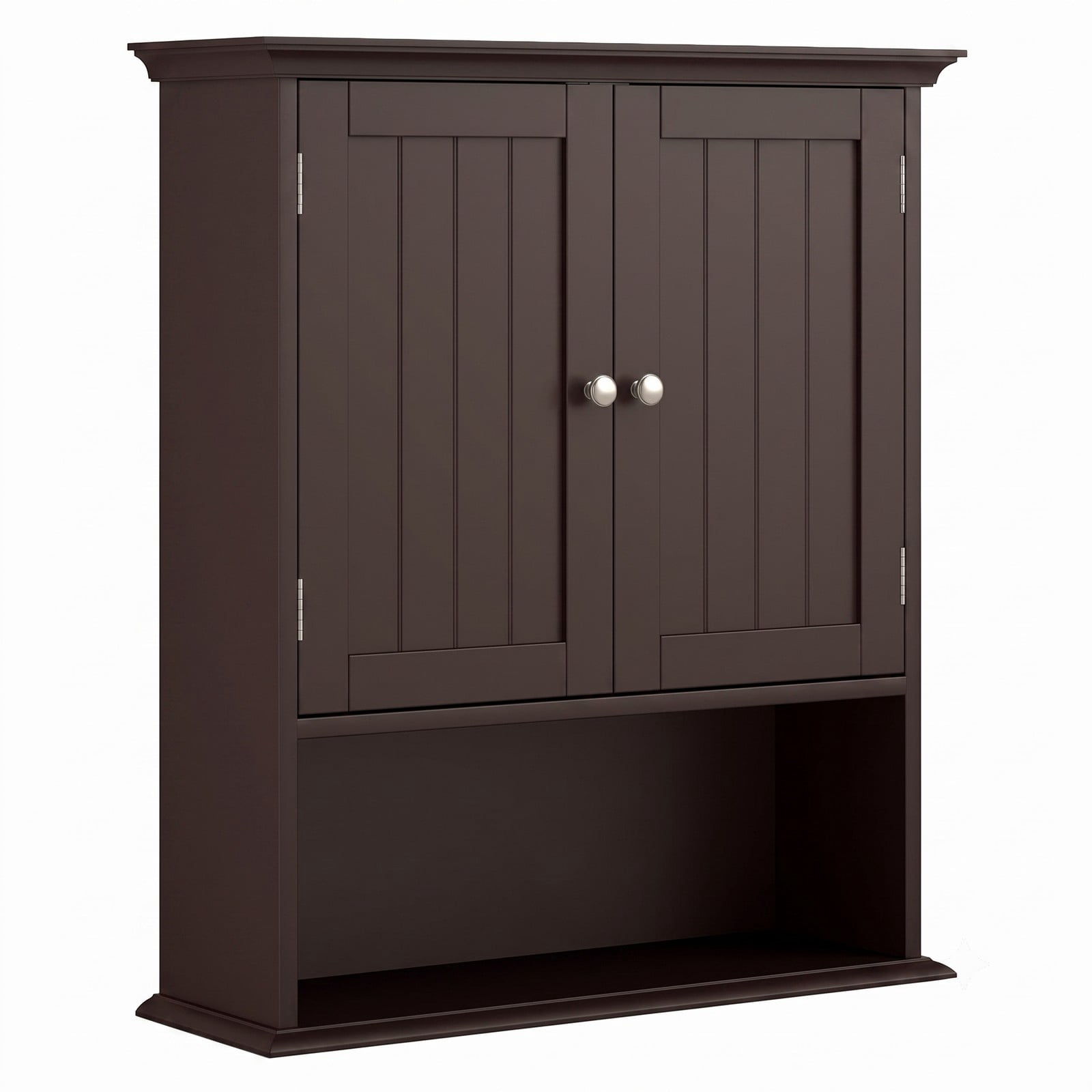 ALPULON Wall Mount Bathroom Cabinet, Space-Saving Wall Storage Organizer with 2 Doors and Adjustable Shelves for Bathroom Kitchen Bedroom Entryway, Coffee Brown