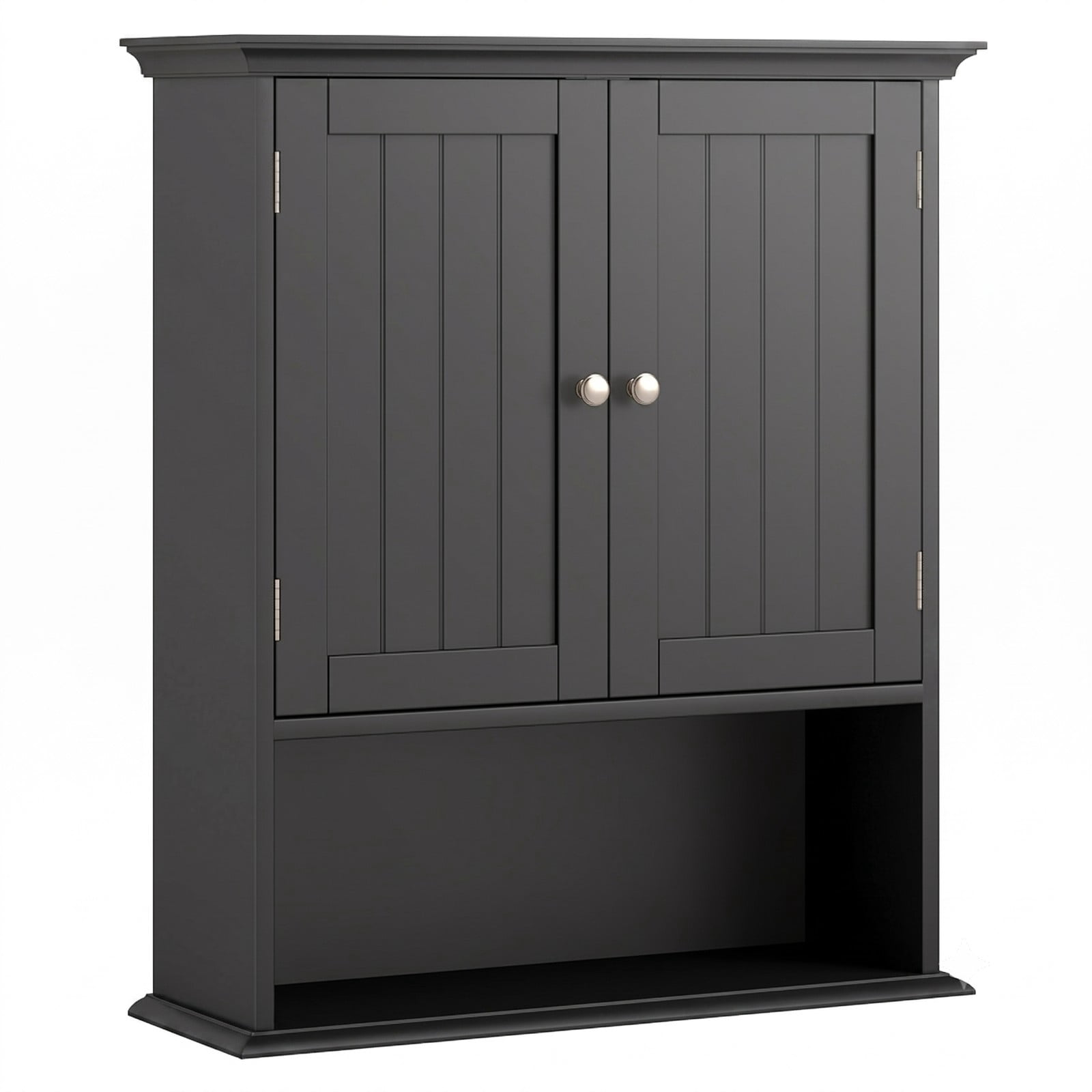 ALPULON Wall Mount Bathroom Cabinet, Wall-Mounted Storage Organizer with 2 Doors and Adjustable Shelves, Space-Saving Cabinet for Bathroom Kitchen Bedroom, Black
