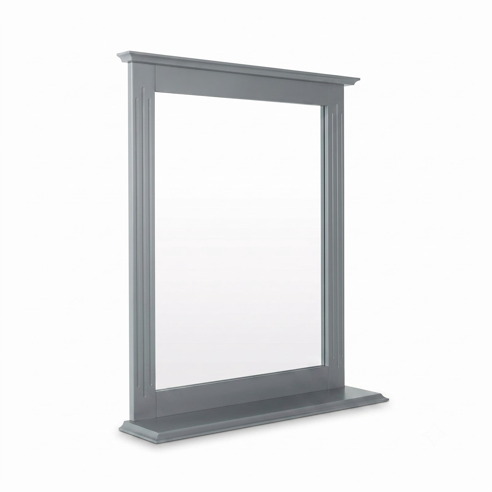 ALPULON Wall-Mounted Multipurpose Vanity Mirror with Shelf, MDF Framed Bathroom Wall Mirror with Storage Shelf for Entryway Bedroom Living Room Hotel, 22.5 x 27, Gray