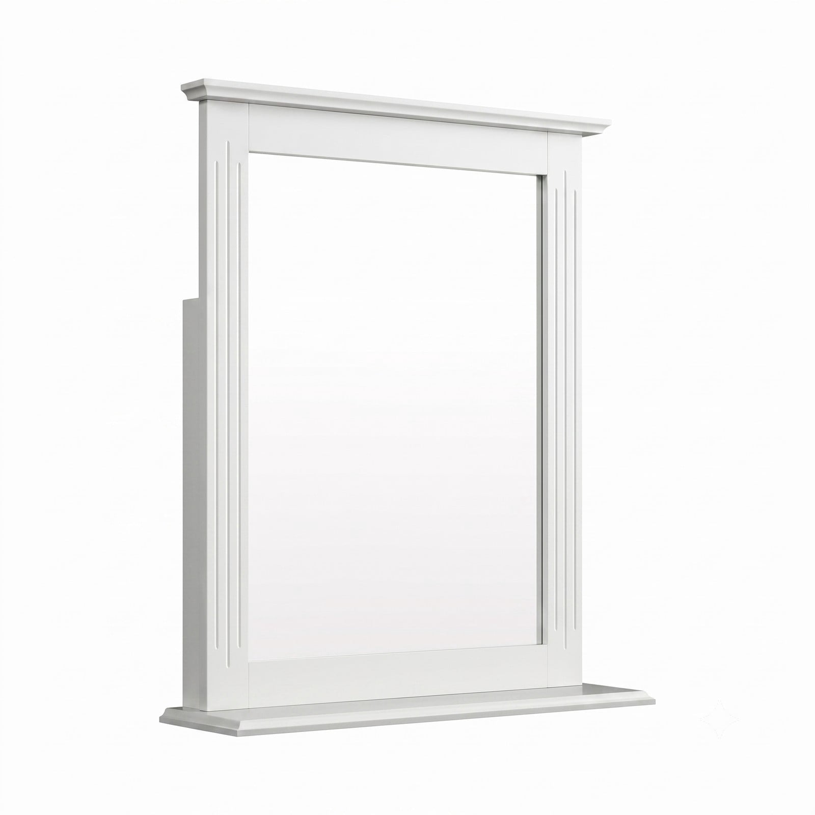 ALPULON Wall-Mounted Multipurpose Vanity Mirror with Shelf, MDF Framed Bathroom Wall Mirror with Storage Shelf for Entryway Bedroom Living Room Hotel, 22.5 x 27, White