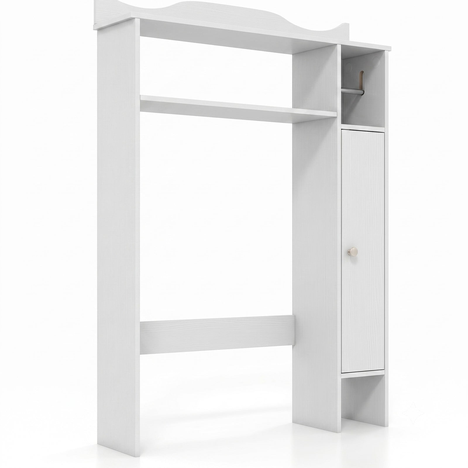 ALPULON Wood Over the Toilet Space Saver with Display Shelf Side Cabinet and Paper Holder for Small Bathroom Storage and Organization, White