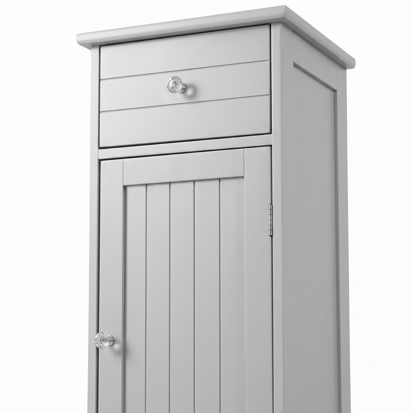 ALPULON Wooden Bathroom Floor Storage Cabinet with Drawer and Adjustable Shelf, Freestanding MDF Side Organizer for Bathroom Entryway Living Room, Gray